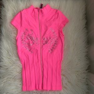 Girls Pink Rhinestone Top/Vest OS